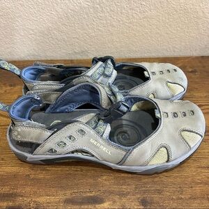 Merrell Siren Ginger Gray Women 8.5 Beige Mary Jane Hiking Vibram Shoes GUC